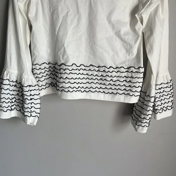 See by Chloe Luxury White Bell Long Sleeve Decorated Boxy Top French Style - Picture 7 of 10